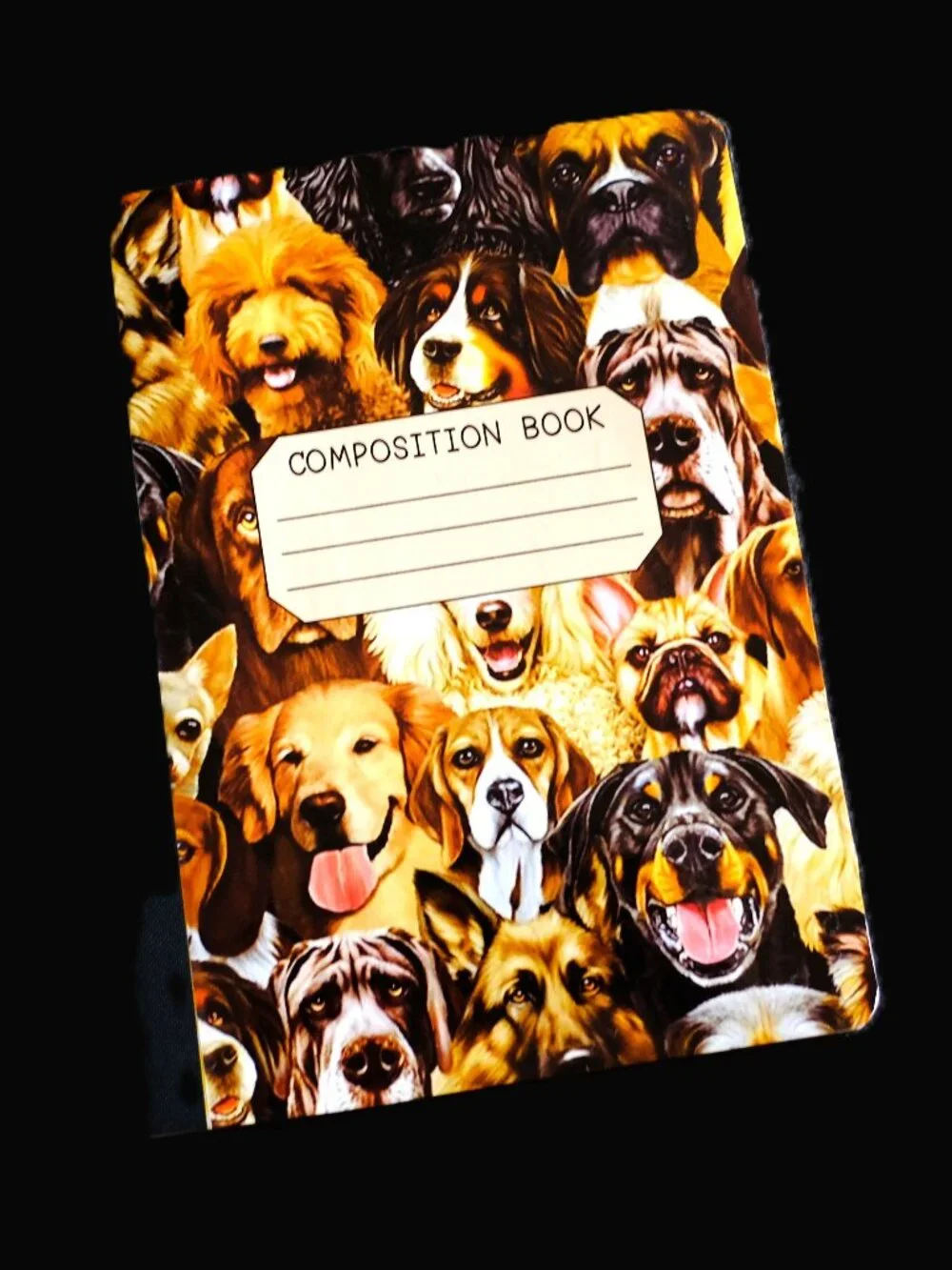 Custom Composition Book, Handmade, College, school, students, dogs, work